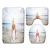 Beach View Bathroom Floor Mat Three-Piece Toilet Carpet Toilet Mat Set Door Mat Bathroom Non-Slip Mat