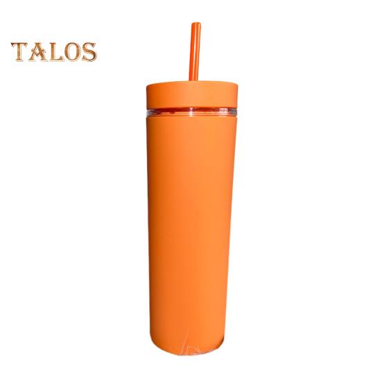 500ml Skinny Tumbler with Lid And Straw Double Wall Sippy Cup BPA-Free Tumblers Insulated Travel Mug for Iced Coffee Reusable Party