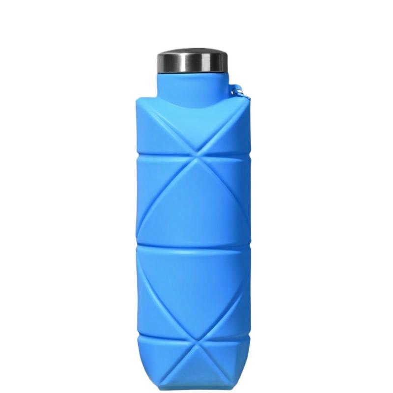 Silicone Sports Water Bottle - 700ml Collapsible Diamond Shaped Bottle for Travel, Gym, Outdoor Activities, Leak-Proof Portable 700ml