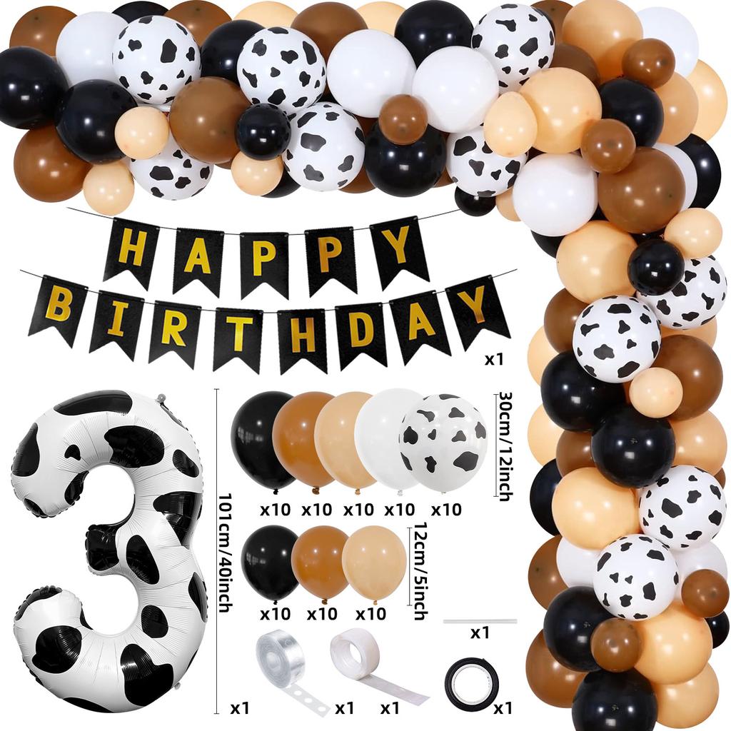 Farm Theme Balloon Wreath Set Birthday Party Flag Cow Digital Balloon Chain Set Arrangement