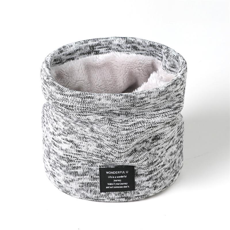 Unisex Fleece-Lined Knitted Snood: Warm Winter Neck Scarf With High-Neck Woolen Design In Versatile Korean Style
