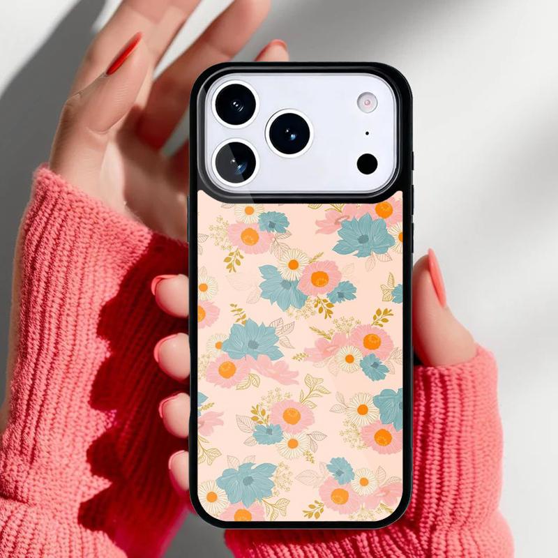 Vintage Flower Phone Case for iPhone 17 Air 16e 15 14 13 Pro Max Back Cover for 12 11 Pro Coque