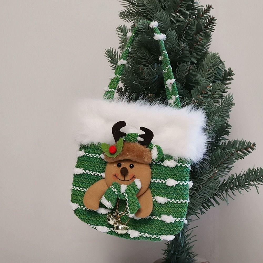 Bright Snowman Christmas Gift Bag Colorful Knitted Velvet Material Velvet Gift Bag Beautiful Knitted Snowflake Design