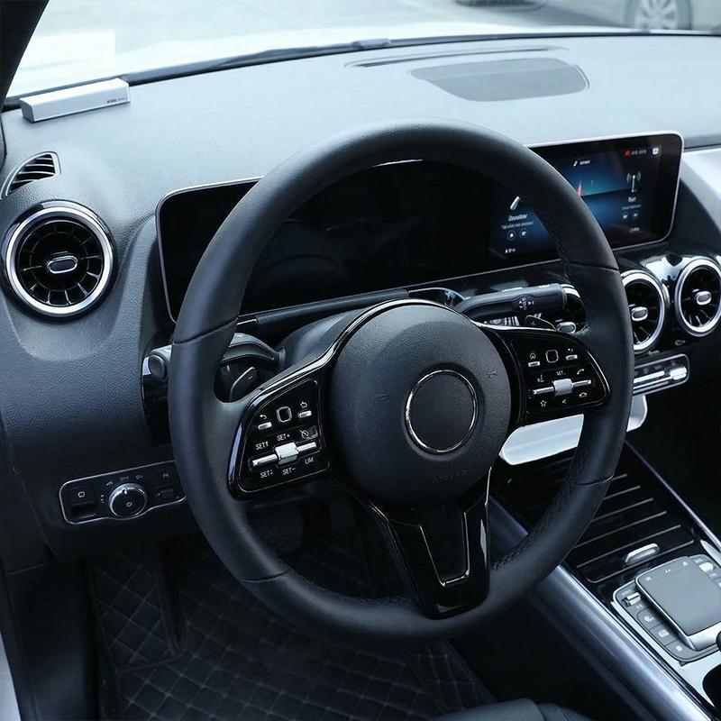 Steering Wheel Switch Panel Frame Trim Bright Black Carbon Fiber Pattern for Mercedes C E GLC GLA CLA GLS GLE Protective Cover