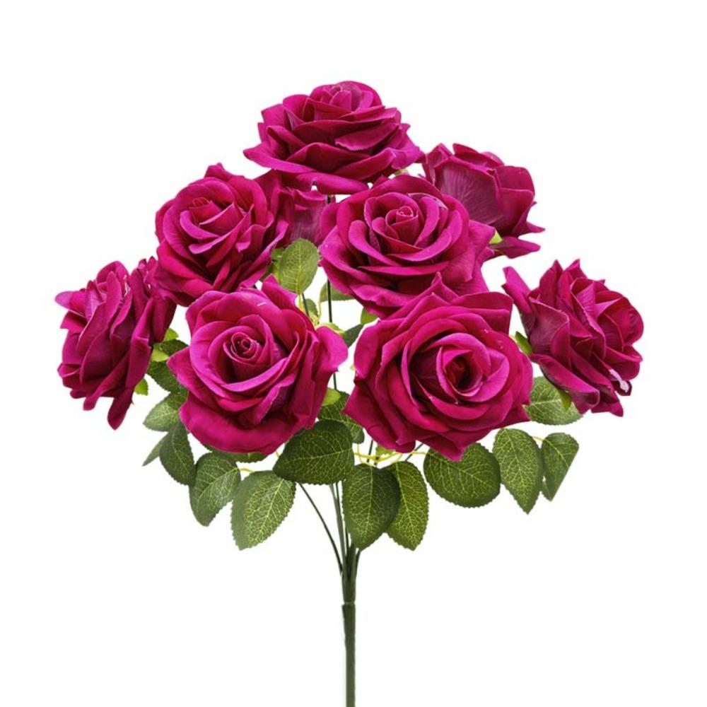 9 Head Artificial Rose Flower Green Leaves Handmade Faux Rose Flower Branch Artificial Real Touch Simulation Rose розы красного