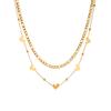 DIEYURO 316L Stainless Steel Minimalist Heart Shape Bilayer Necklace Girl New Exquisite Love Gold Chain Neck Jewelry Gift