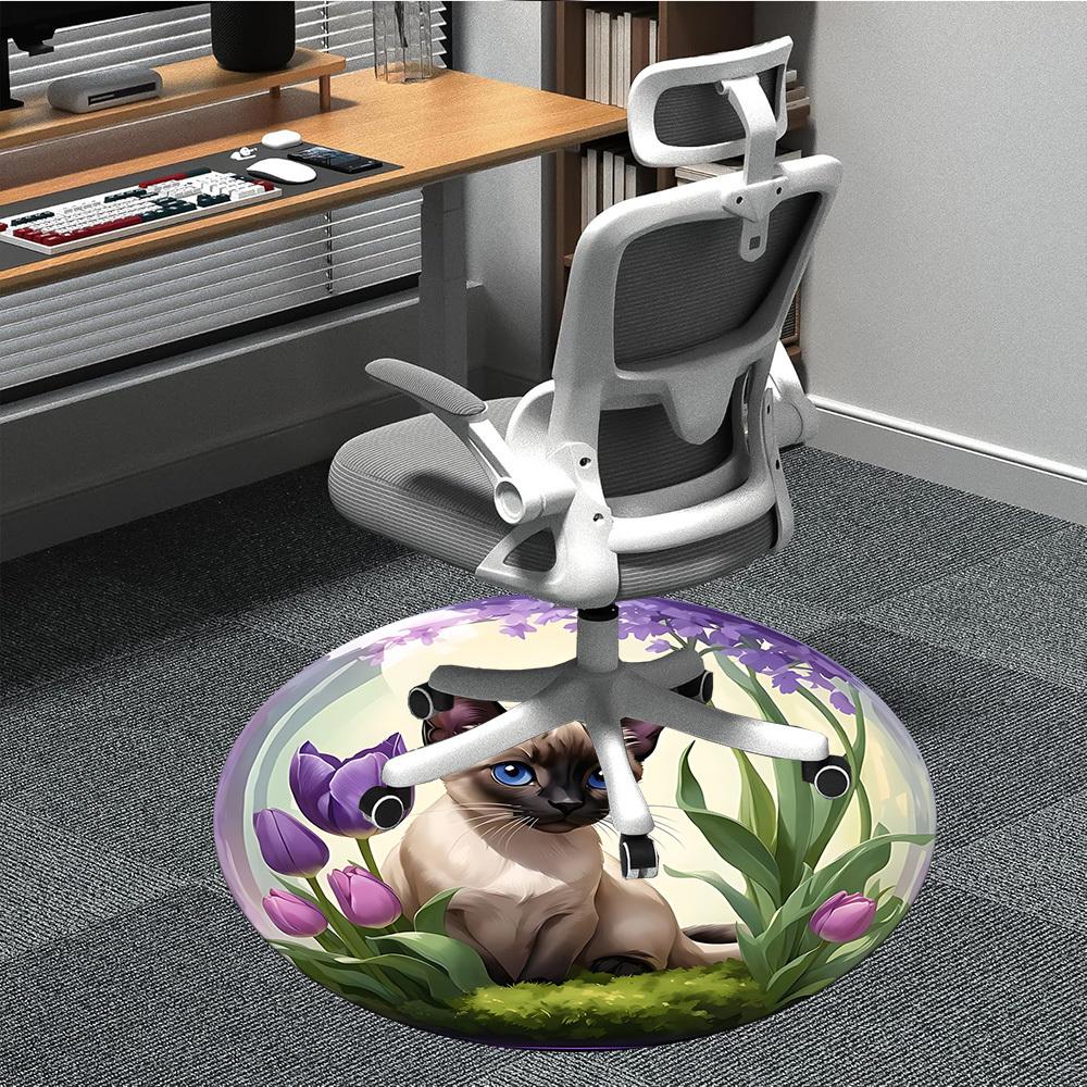 1pc Cat Bubble Office Round Rug, Carpet for Office, Gaming, Lightweight Round Floor Mat yy260208085