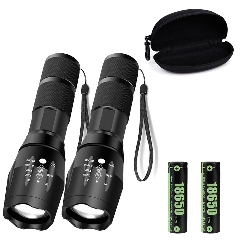Aluminum Alloy T6 Flashlights LED Tactical Zoomable Flashlight Waterproof Camping Torch with 18650 Battery Long Lasting Lantern