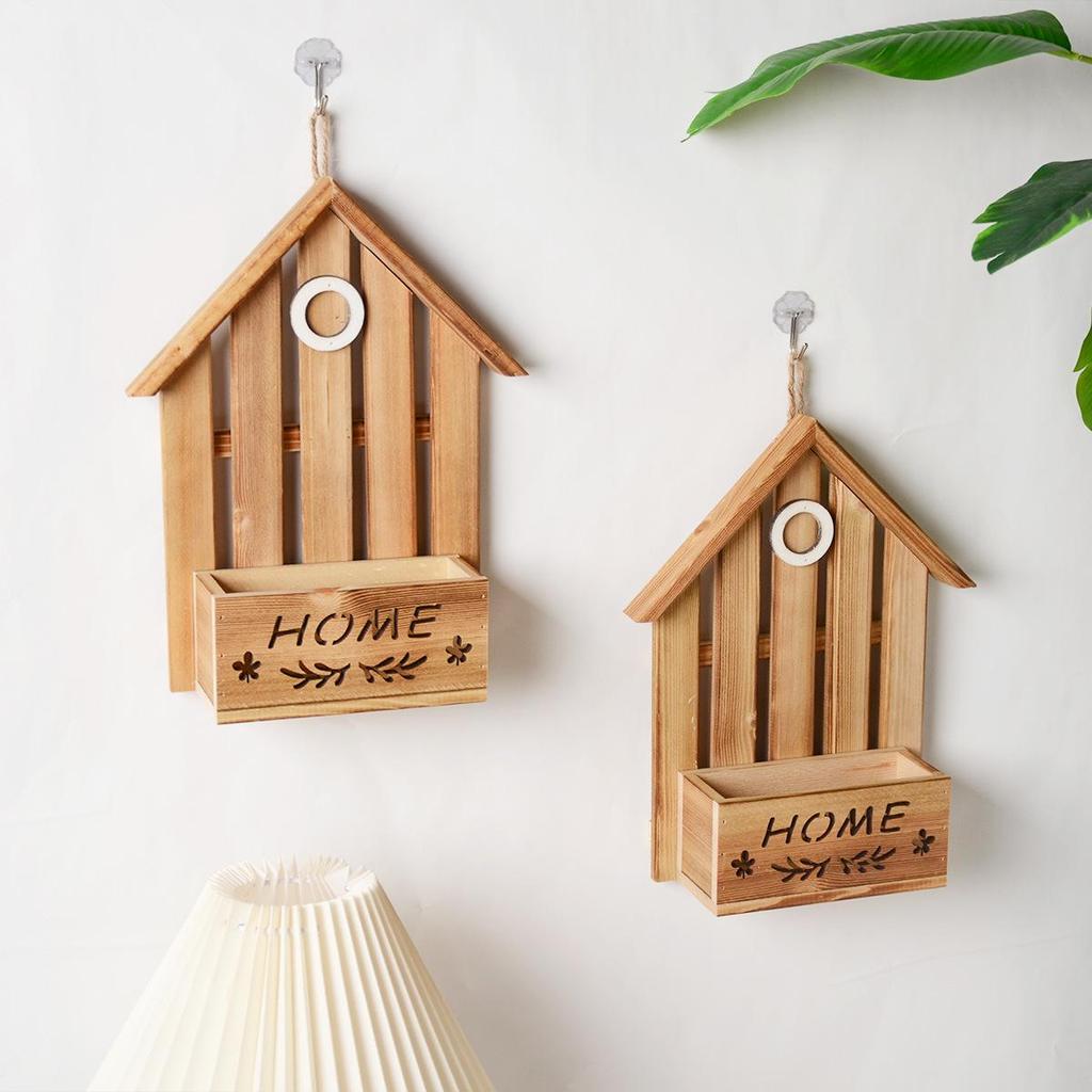 Decorative Anti-Corrosion Wall-Mounted Wooden Flower Pot for Indoor/Outdoor Use—Ideal for Kindergartens & Succulents