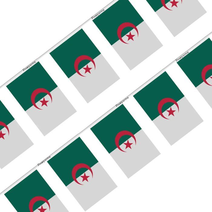 Guirlande Drapeau - Algérie - 100 Pièces - 14 X 21 Cm - Polyester - Extérieur