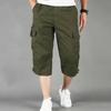 Sommer Herren Casual Baumwolle Cargo Shorts Overalls Lange Länge Multi Pocket Hot Breeches Caprihose Männlich Taktische Kurze M-5XL