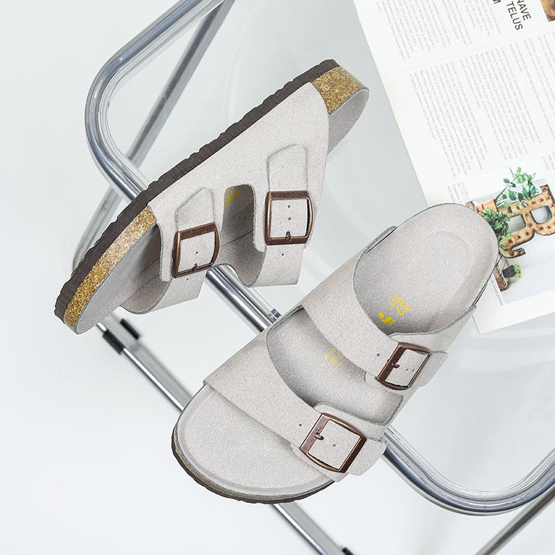 

Модные Удобные Пляжные Летние Повседневные Мужские Пробковые Шлепанцы с Двойной Пряжкой Домашние Нескользящие Слайды Шлепки Унисекс Обувь 46 белый