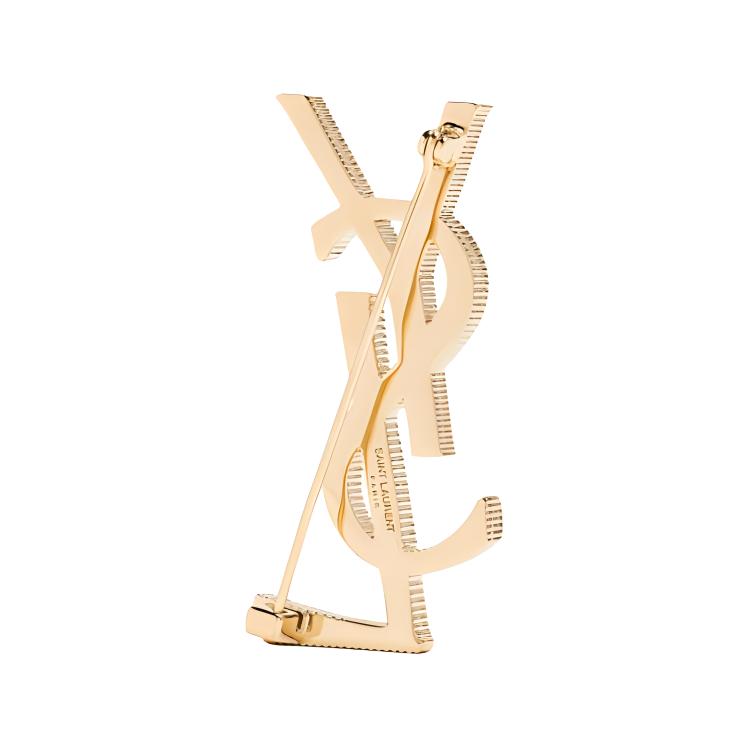 Saint Laurent Cassandre Pevný design Kovová brož Dámské doplňky Zlatá 804317Y15008030