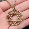 Celtic Symbols Hexagrams Mystical Amulet Pendant Antique Bronze Metal Daughter Collar Necklace Handmade