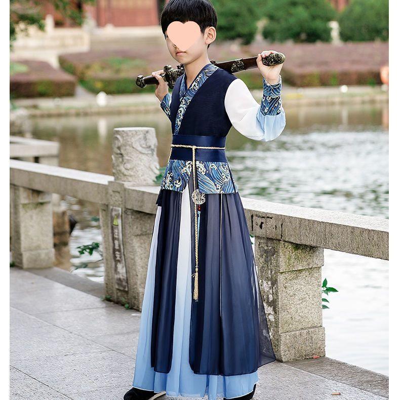 

2025 Autumn Children s Hanfu: Ancient Style Fairy Boy s Knight Outfit 110 синий