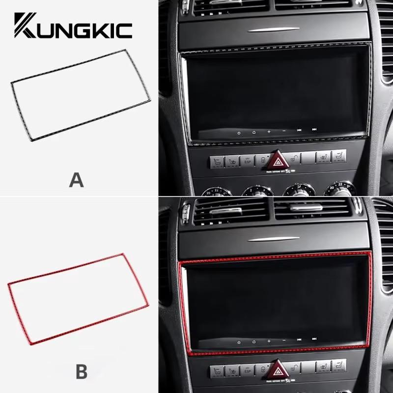 Car Central Control Panel Real Soft Carbon Fiber Trim Sticker for Mercedes Benz SLK R171 2004 2005 2006 2007 2008 2009 2010