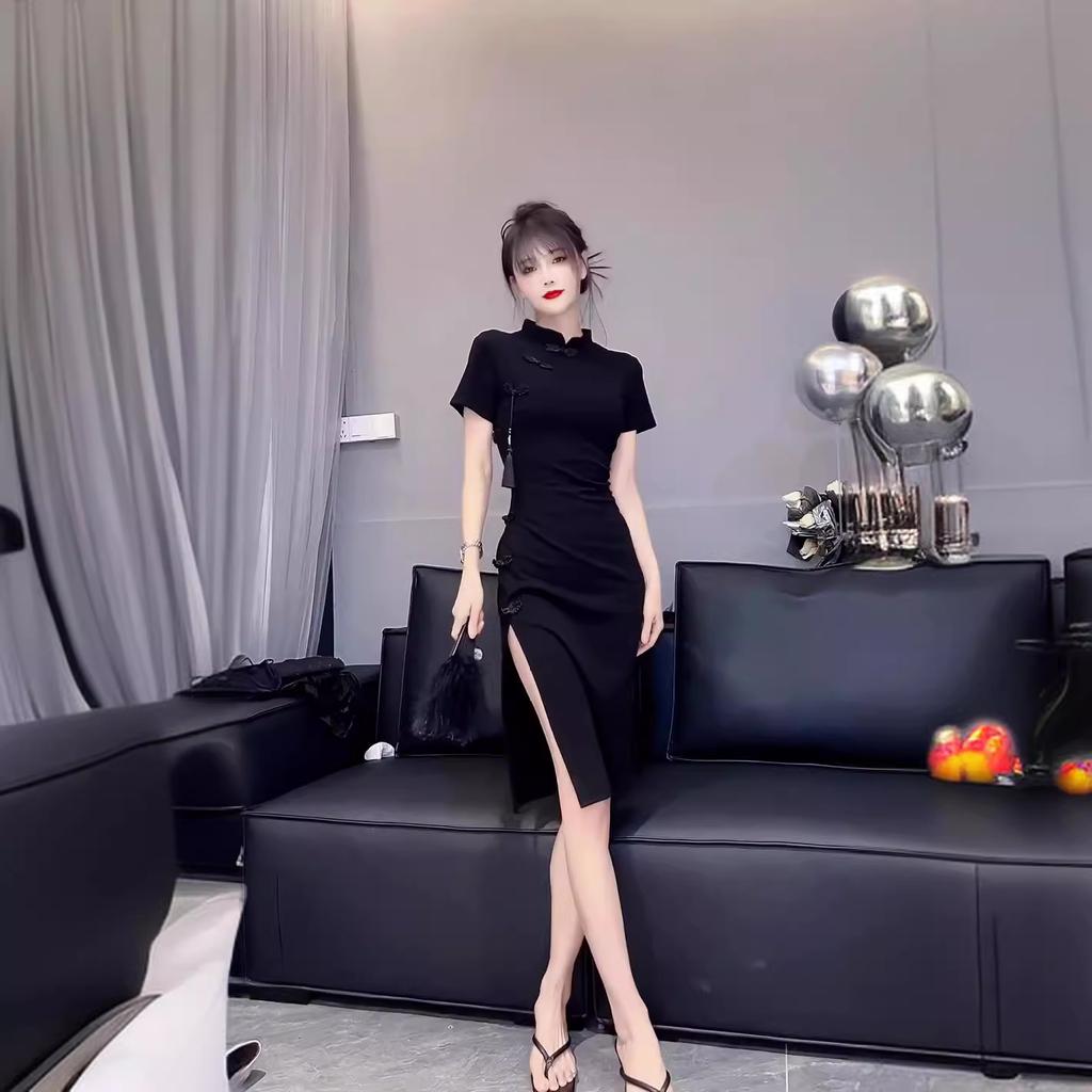 Chinese style retro fashion foreign style dress women's summer temperament socialite new Chinese style improved cheongsam dress