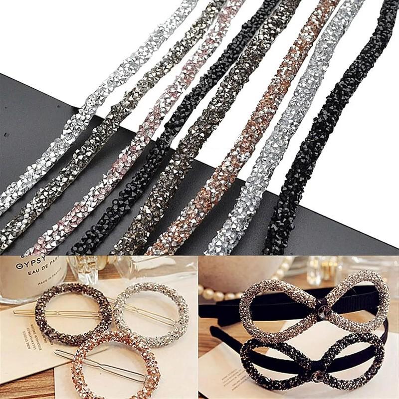 1Yard Rhinestone Tube Trim Resin Cord Sewing Chain for Clothing Shoe Headwear DIY Costume Decoration Applique Craft Accessories