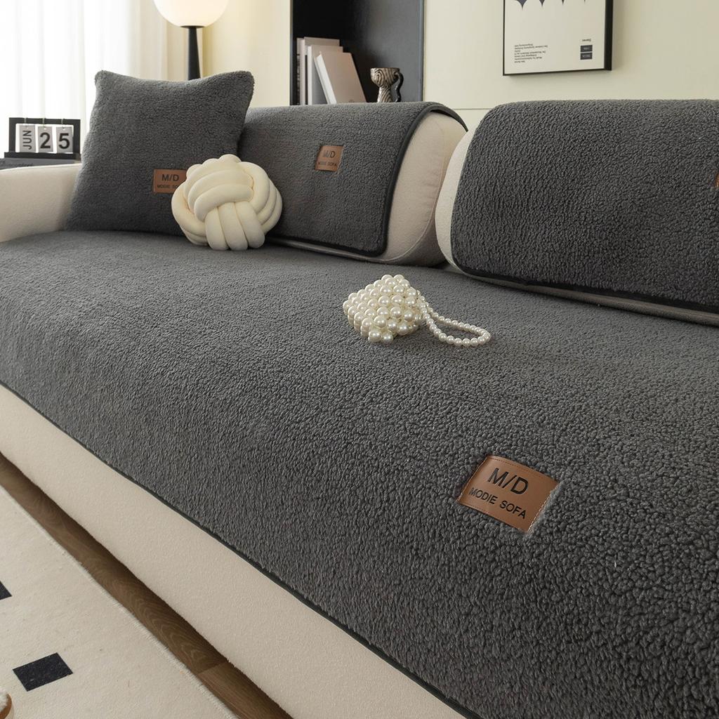 Lamb Plush Sofa Cushion Autumn And Winter  New Thickened Four-Season Universal Seat Cushion Non-Slip Cover Cover Cloth Towel