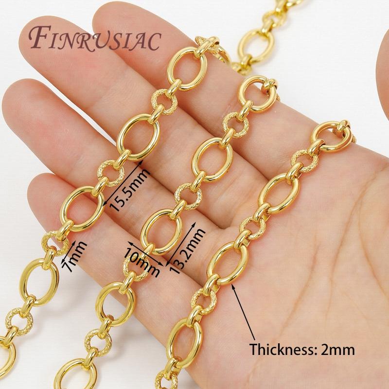Multiple Styles 0.5-1 Meter 18K Gold Plated Roll Bulk Chains Cable Link Chains For Necklaces High Quality Jewelry Accessories