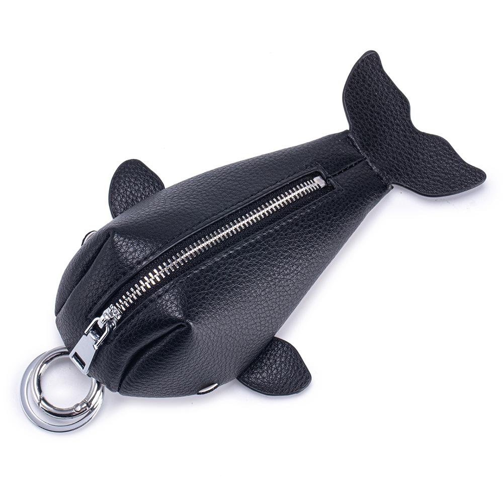 Cute Keychain Whale Coin Purses Key Wallets Leather Change Pouches with Zipper Closure Hanging Buckle Keyring Bag Charms