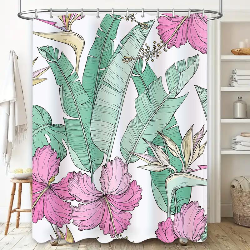 Colorful Floral Shower Curtain Bath Room Decor Waterproof Fabric Various Patterns Available