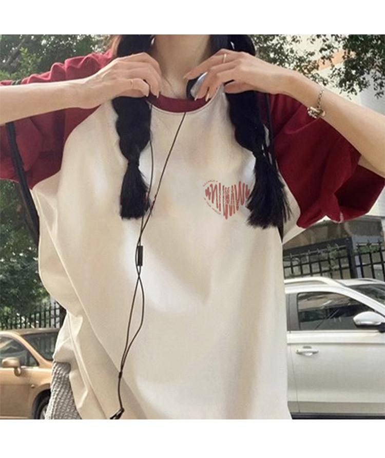 Round Neck Lazy and Fashionable Short-sleeved T-shirt for Women