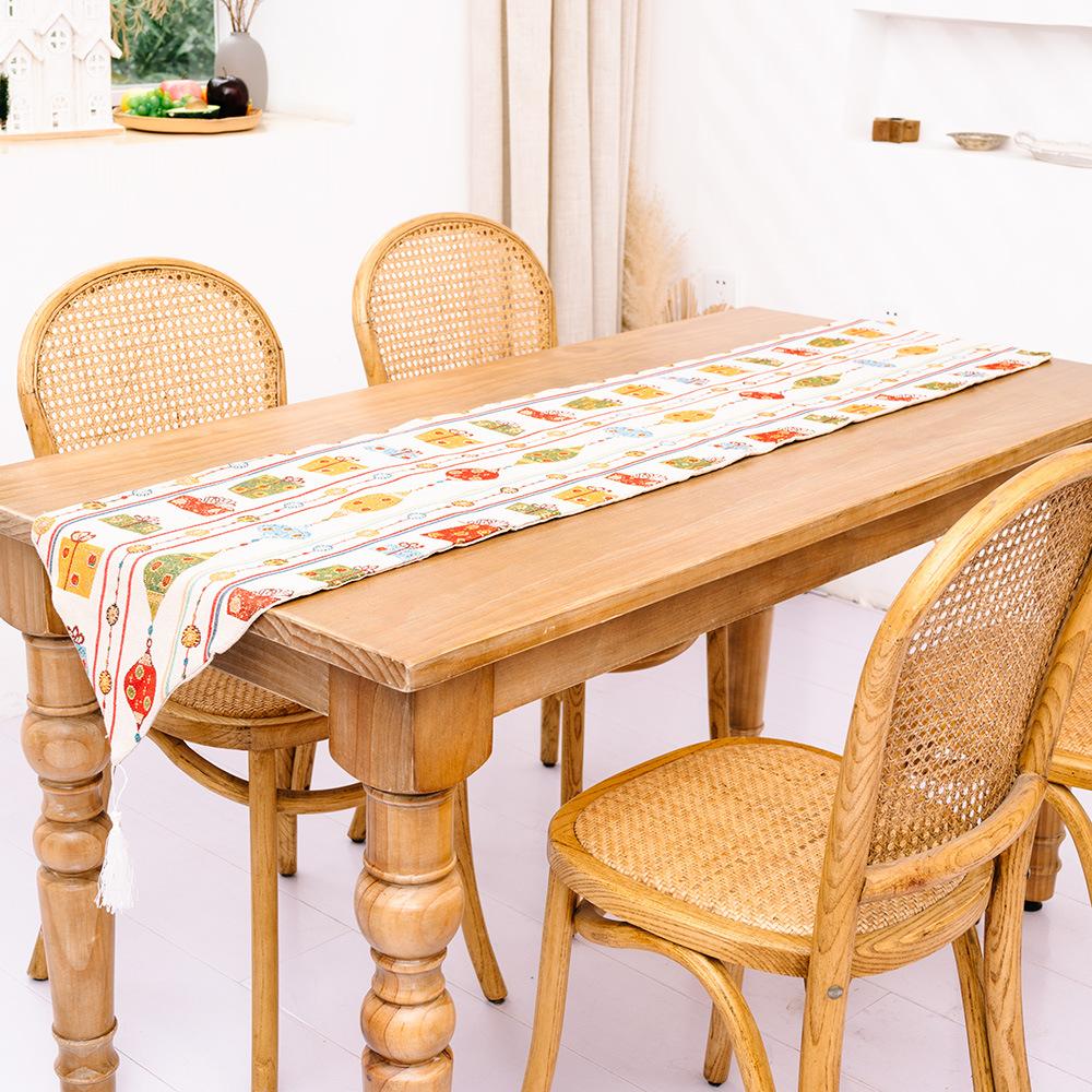 Christmas Party Tablecloth Snowman Santa Claus Table Runner Deer Xmas Tree Snowman Wedding Knitted Fabric Table Flag Home Decor