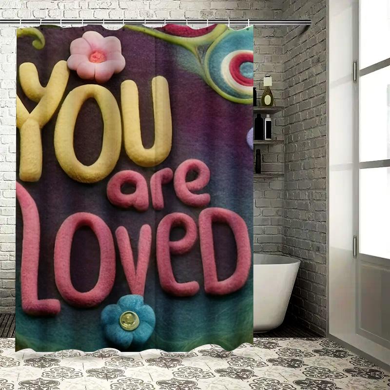 You Are Loved Colorful Design Waterproof Shower Curtain for Bathroom Decor, High-Quality Material and Easy To Clean