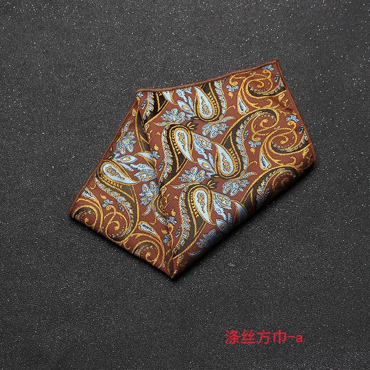 Men'S Banquet Guests Wedding Groom Suit Dress Pocket Towel British Retro Cashew Flower Striped Square Towel