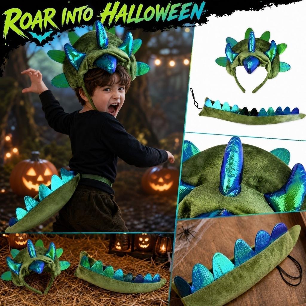 Costume Set for Kids - Headband and Tail 2-Piece for Halloween Dress Up