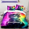 3PC Custom Name Cosmic Kitten Dreamscape Bedding Set Duvet Cover Closure Includes 1 Duvet Cover & 2 Pillowcases for Bedroom