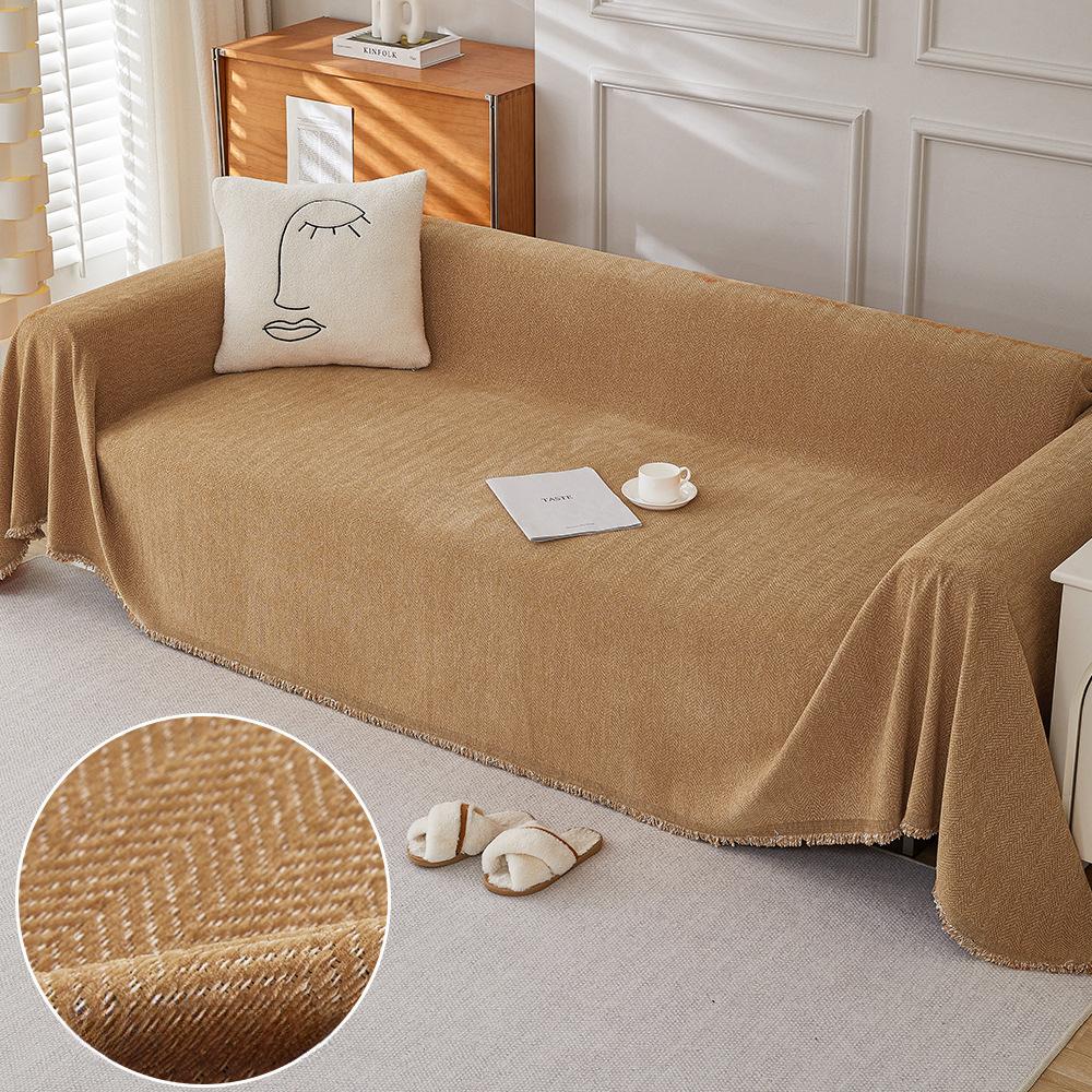 Herringbone Chenille Sofa Towel Full Cover Cloth Ins Style Light Luxury High-Grade Sofa Cushion Four Seasons Universal Sofa Cover