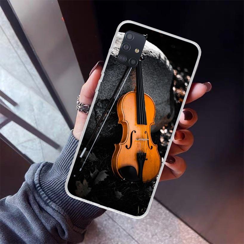 Music Violin Phone Case For Samsung Galaxy A52 A51 A50S A32 A22 A12 A02S A72 A71 A31 A70 A30S Note 20 Ultra 10 Plus S10 Galaxy A
