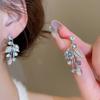 Luxury Rhinestone Leaf Flower Clavicle Necklace & Earring Set for Women