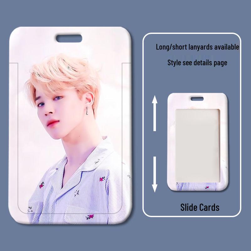 Park Ji-min Sliding Plastic ID Badge Holder for Students and Work