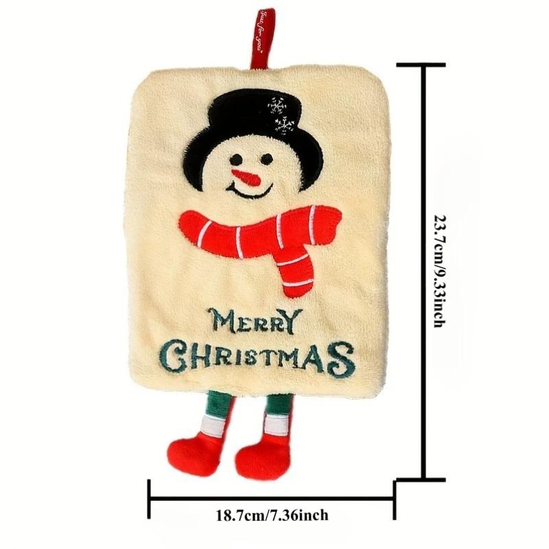 Frohe Weihnachten Handtuch, verdicktes Korallenfleece Cartoon niedlich verlängertes Band Weihnachts-Handtuch, wasserabsorbierend schnelltrocknend