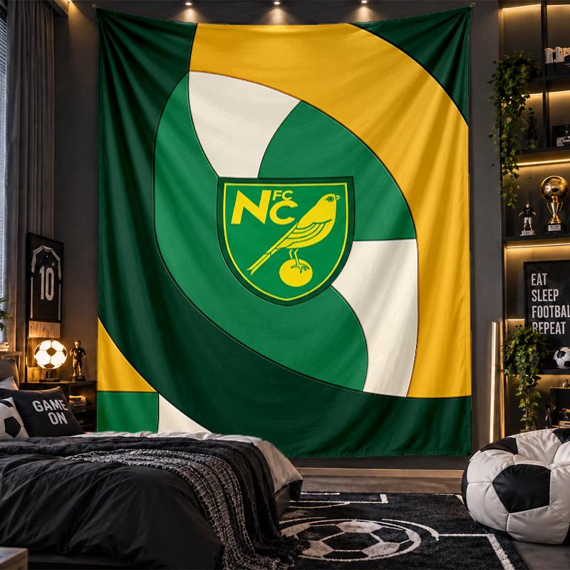 Wandbehang Tapisserie Norwich City Fußball Druck Stoff für Wohnzimmer Schlafzimmer Heimdekoration