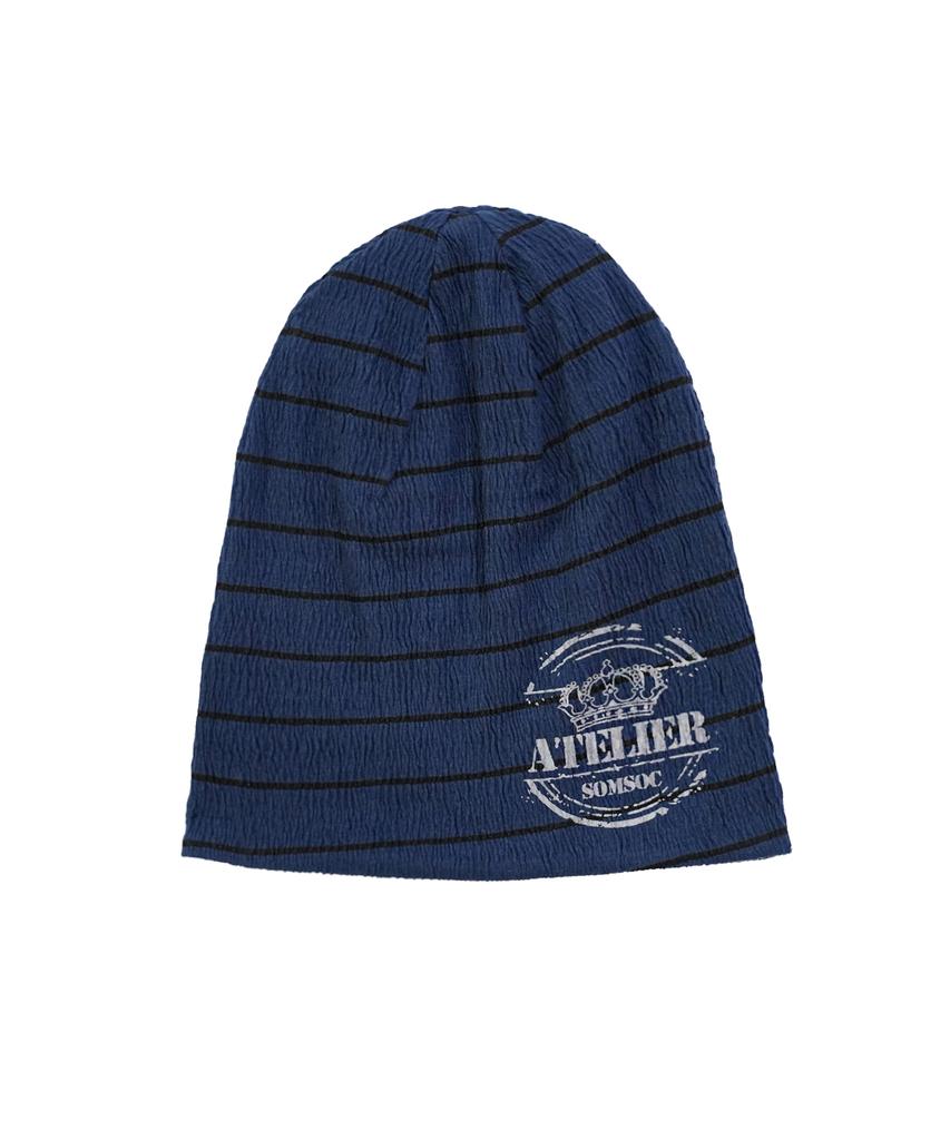 SOMSOC Jane Stripe Reversible Beanie_Navy