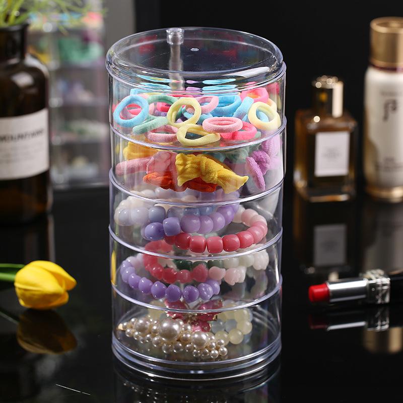 Multi-layer Transparent Rotating Jewelry Storage Box Jewelry Storage Box Hair Rope Hair Ring Hairpin Jewelry Display Stand