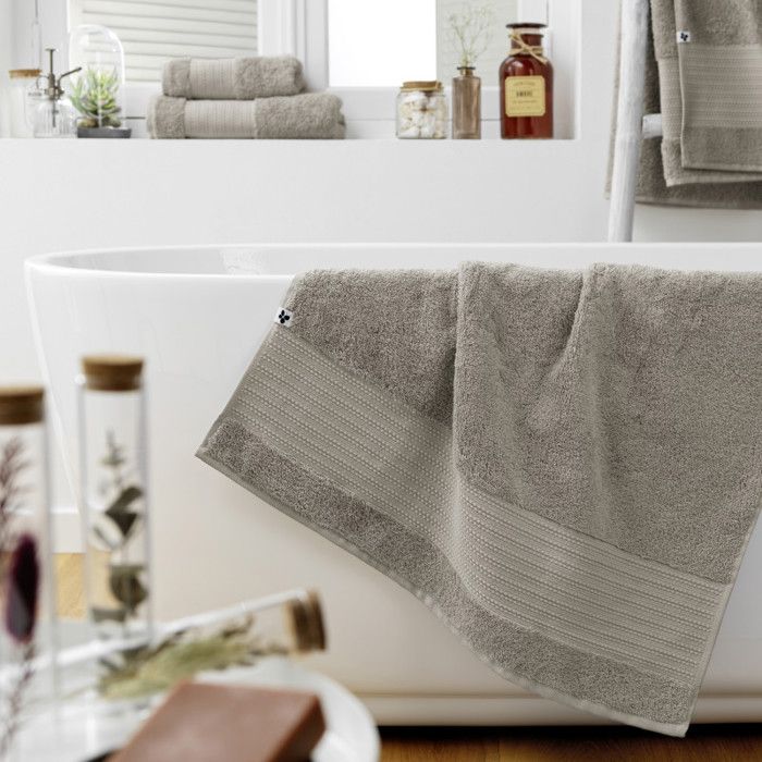 Drap de douche "Garance" 70 x 130 cm / 100% Coton Bio / 600 gr/m² l'Effet Papillon - Garance Argile - Drap de douche 70 x 130 cm
