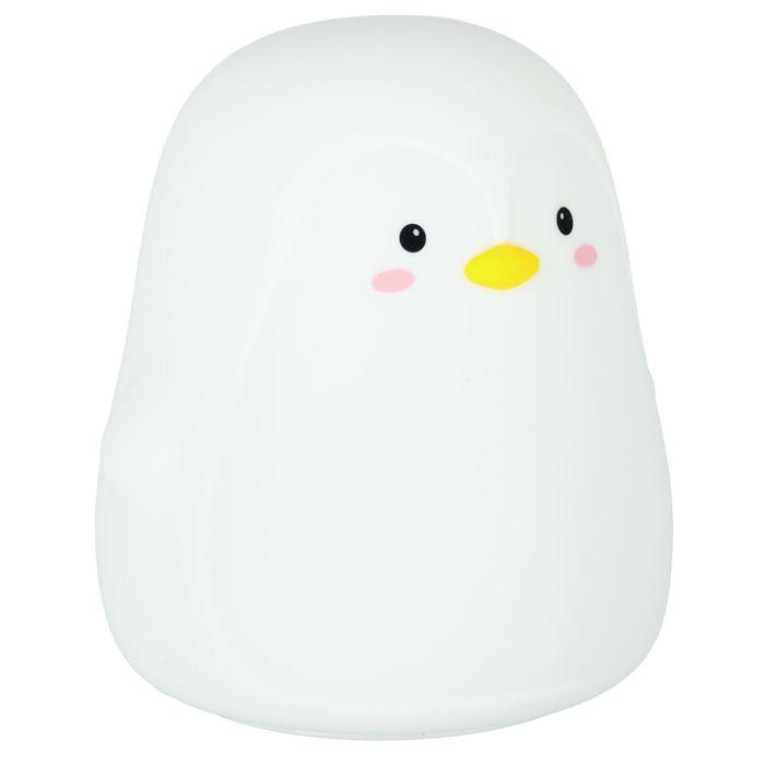 Veilleuse Enfant Silicone Tactile Douce LED Blanche RGB Pingouin
