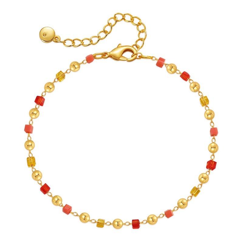 K Gold Plated Crystal Beaded Ethnic Bracelet For Women