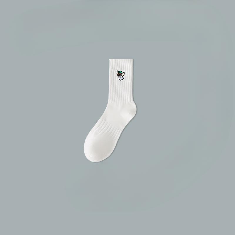 5 Pairs of Men's Spring and Autumn Trend Anti Odor Pure Cotton Running High School Middle Stockings