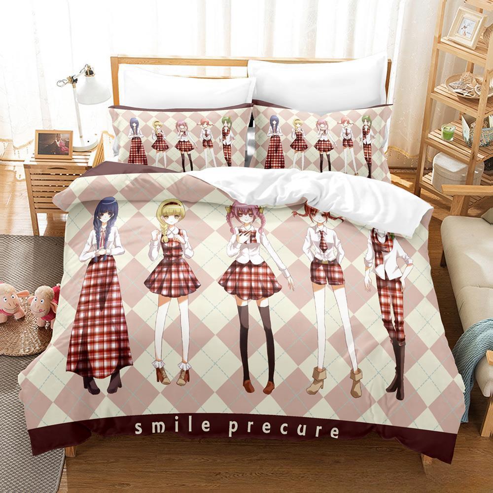 Smile PreCure! Bedding Set Single Twin Full Queen King Size Bed Set Adult Kid Bedroom Duvet Cover Sets 3D Print Kawaii Anime Bed