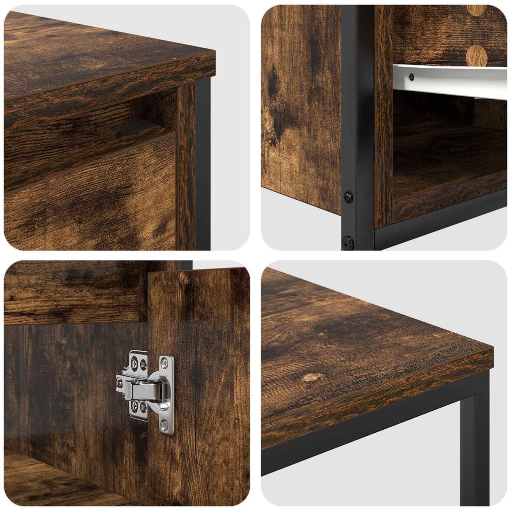 Bathroom Furniture Set with Door 2 pcs Smoked Oak and Black