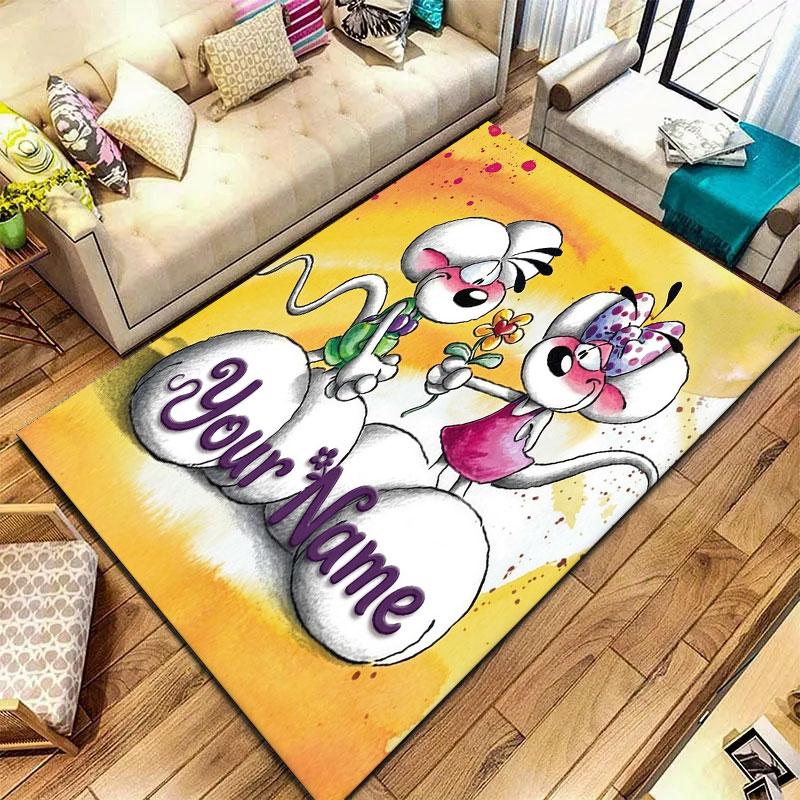 Diddl Custom Name Carpet Rug for Living Room Bedroom Home Sofa Decoration,Kids play Non-slip Floor Mat
