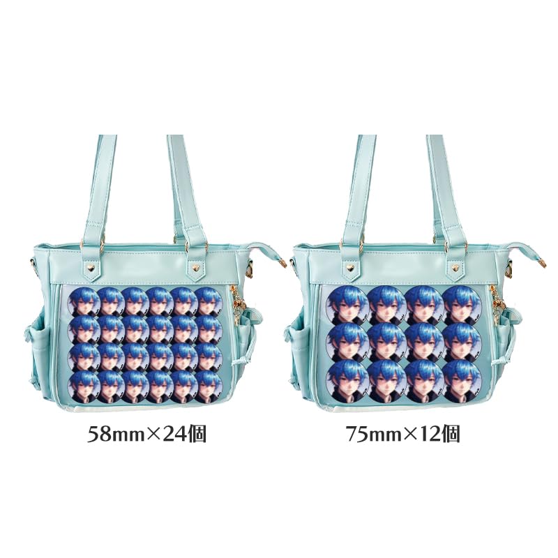 Seraphim Faux Leather Ita Bag with Side Pockets, Perfect for Otaku Activities, g.trigger, Clear, Transparent, Silver [Parallel Import]