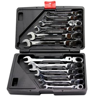 NIEUWE Flex-Head ratelsleutelset SAE 1/4''-13/16'' Premium 72-tanden tandwiel Chromen organizer autoreparatiegereedschap