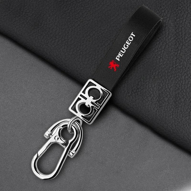 Metal+Braided rope or leather Keychain Key Chain Key Rings for Peugeot 206 307 308 3008 207 208 407 508 2008 5008 107 106 205